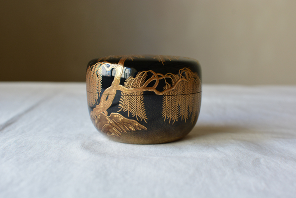 司光作 柳蒔絵 平棗 内梨子地 共箱 茶道具 漆工芸 漆