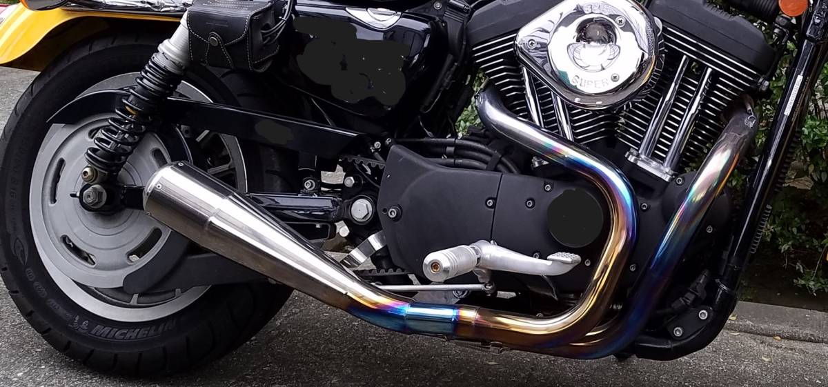 スポーツスター 883 1200 トランプサイクル フルチタンマフラー 