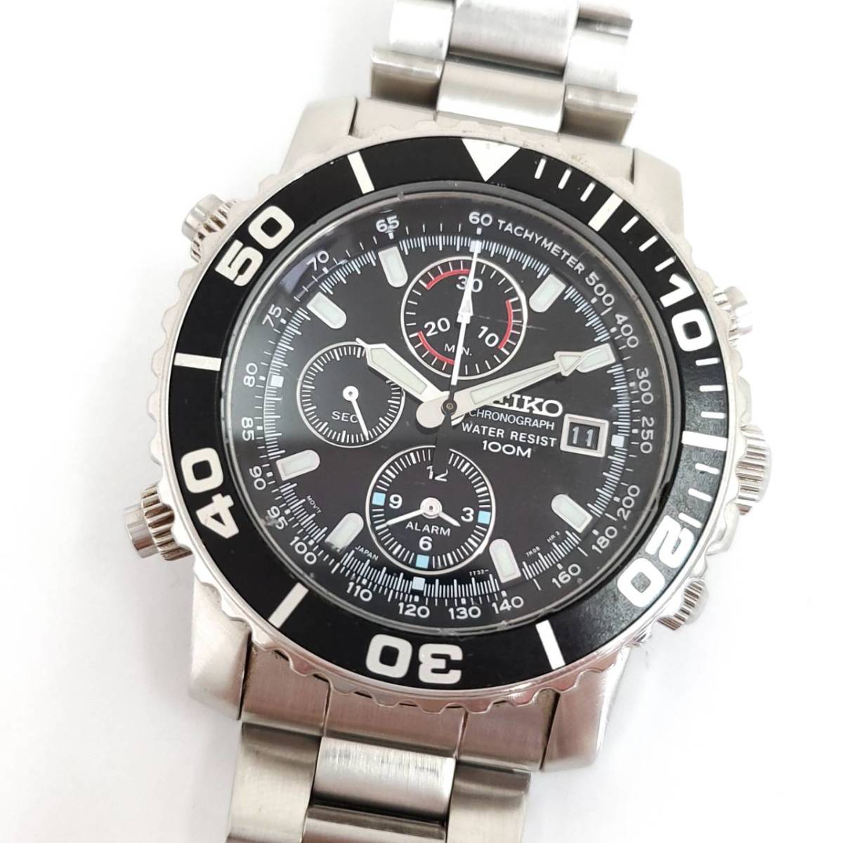 SEIKO セイコー クロノグラフ デイト 7T32-7G20 100M 黒文字盤 