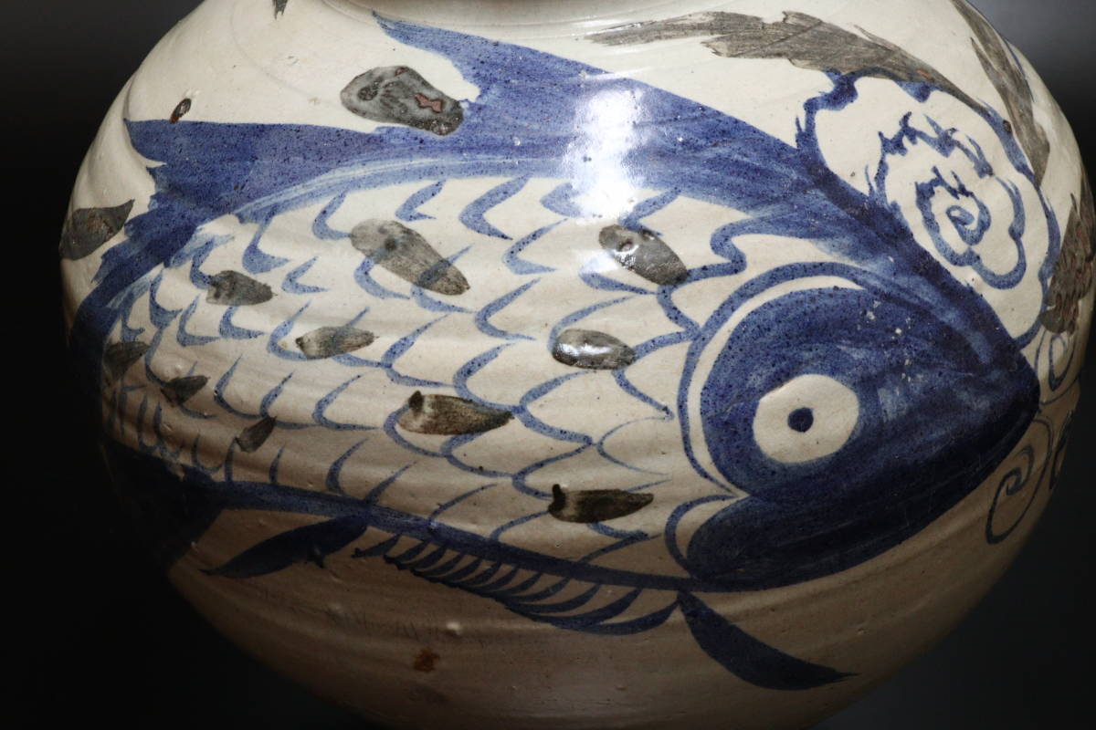 M 安南 魚文 花瓶 壺 高さ33cm(骨董陶磁器一般)｜売買された
