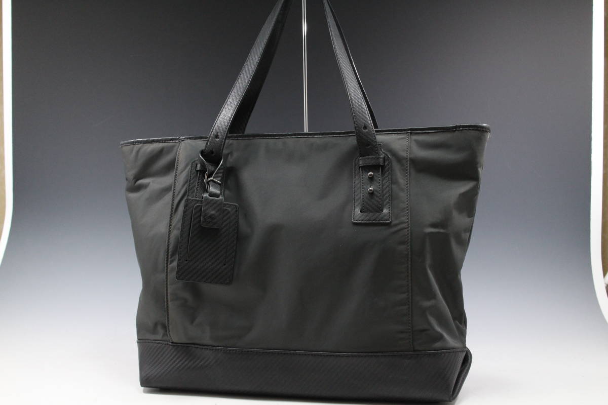 1円〜【ダンヒル/dunhill本物】トートバッグ/ナイロン×PVC/ダークグレー×ブラック【A243M トートバッグ ダンヒル ハーネス 1円 Yahoo!オークション ボストンバッグ