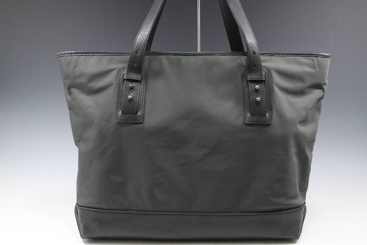 1円〜【ダンヒル/dunhill本物】トートバッグ/ナイロン×PVC/ダークグレー×ブラック【A243M トートバッグ ダンヒル ハーネス 1円 Yahoo!オークション ボストンバッグ