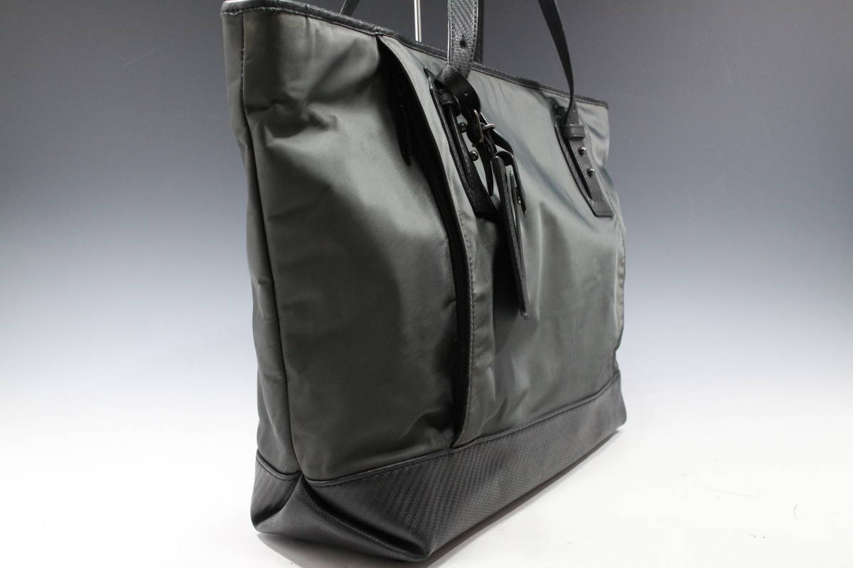1円〜【ダンヒル/dunhill本物】トートバッグ/ナイロン×PVC/ダークグレー×ブラック【A243M トートバッグ ダンヒル ハーネス 1円 Yahoo!オークション ボストンバッグ
