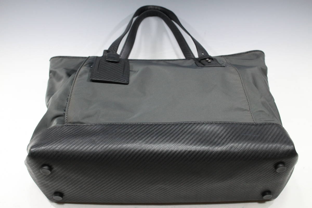 1円〜【ダンヒル/dunhill本物】トートバッグ/ナイロン×PVC/ダークグレー×ブラック【A243M トートバッグ ダンヒル ハーネス 1円 Yahoo!オークション ボストンバッグ