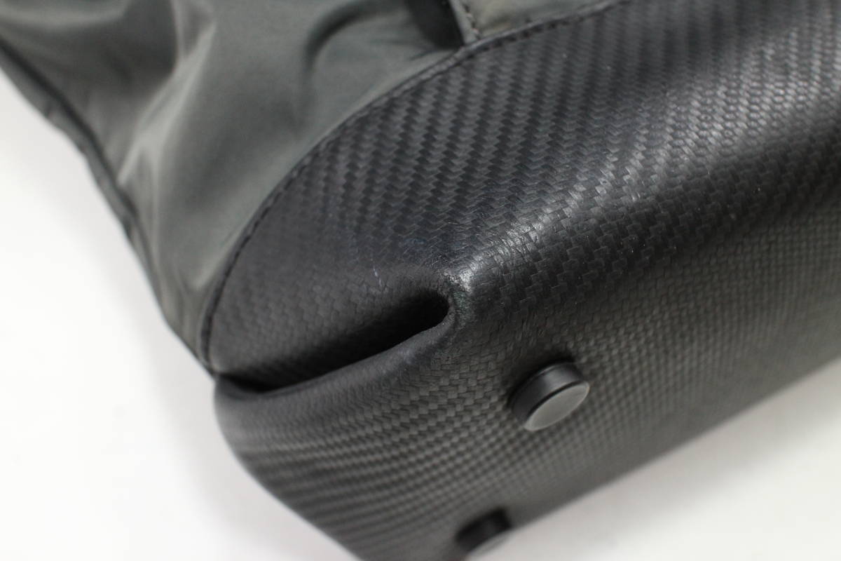 1円〜【ダンヒル/dunhill本物】トートバッグ/ナイロン×PVC/ダークグレー×ブラック【A243M トートバッグ ダンヒル ハーネス 1円 Yahoo!オークション ボストンバッグ