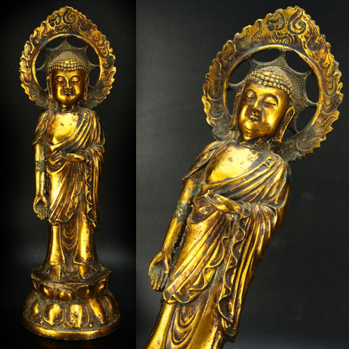 ED629 時代物 古鏡・八稜鏡・八角花鳥銅鏡 外径13.5cm 重519g・花鳥紋