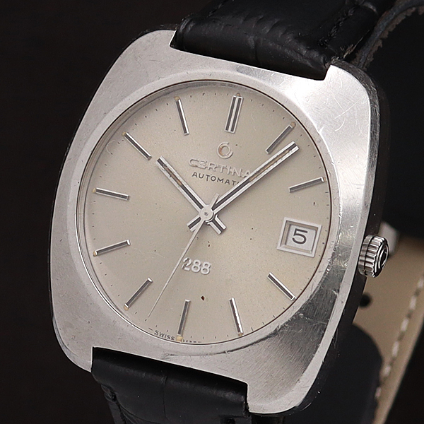 1円★稼働◎正規品【CERTINA/サーチナ】AT/自動巻 288 デイト シルバー文字盤 メンズ腕時計 A0212370