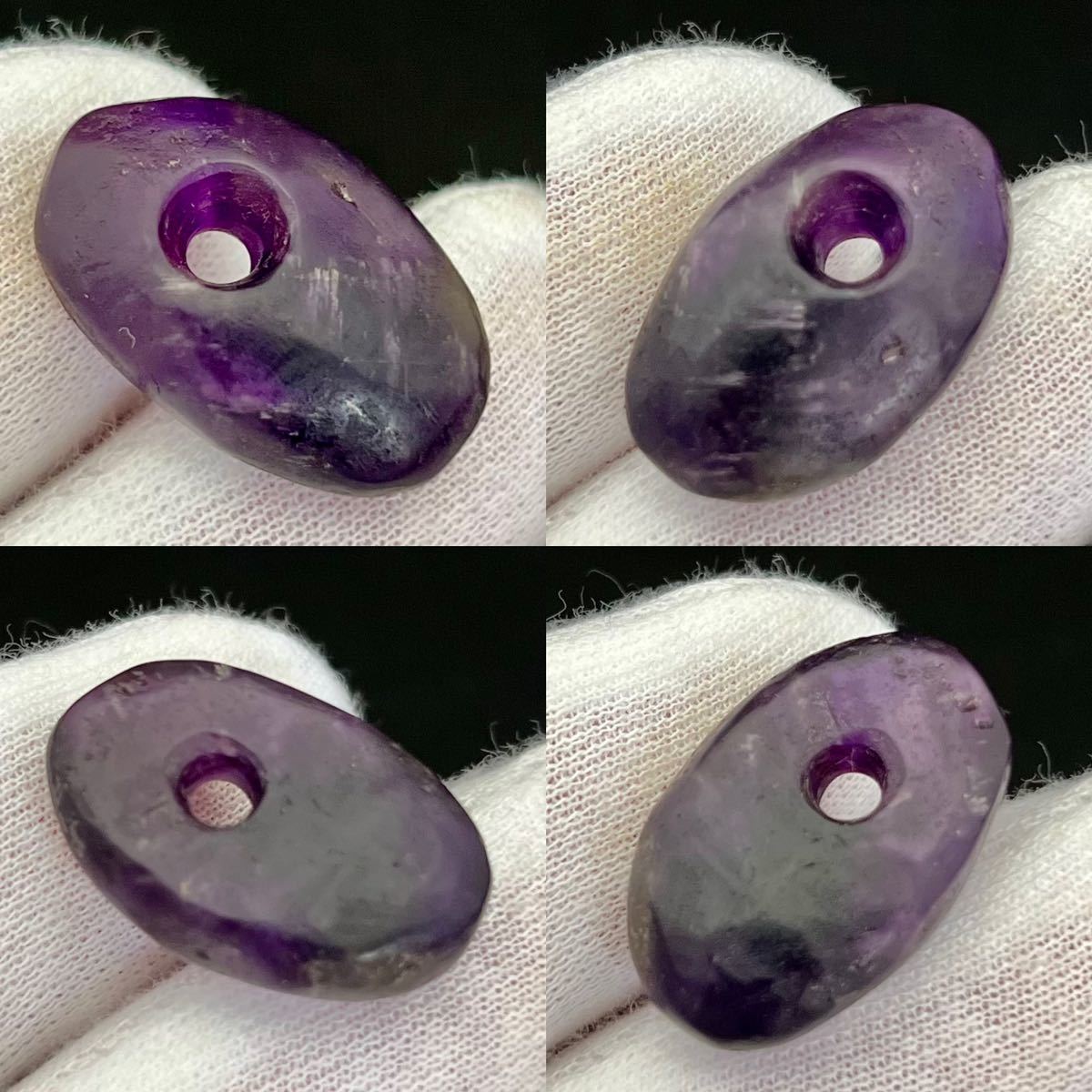 □縄文期 濃く石目形状美しい紫水晶 垂飾玉□伝青森県□勾玉装身具古墳  