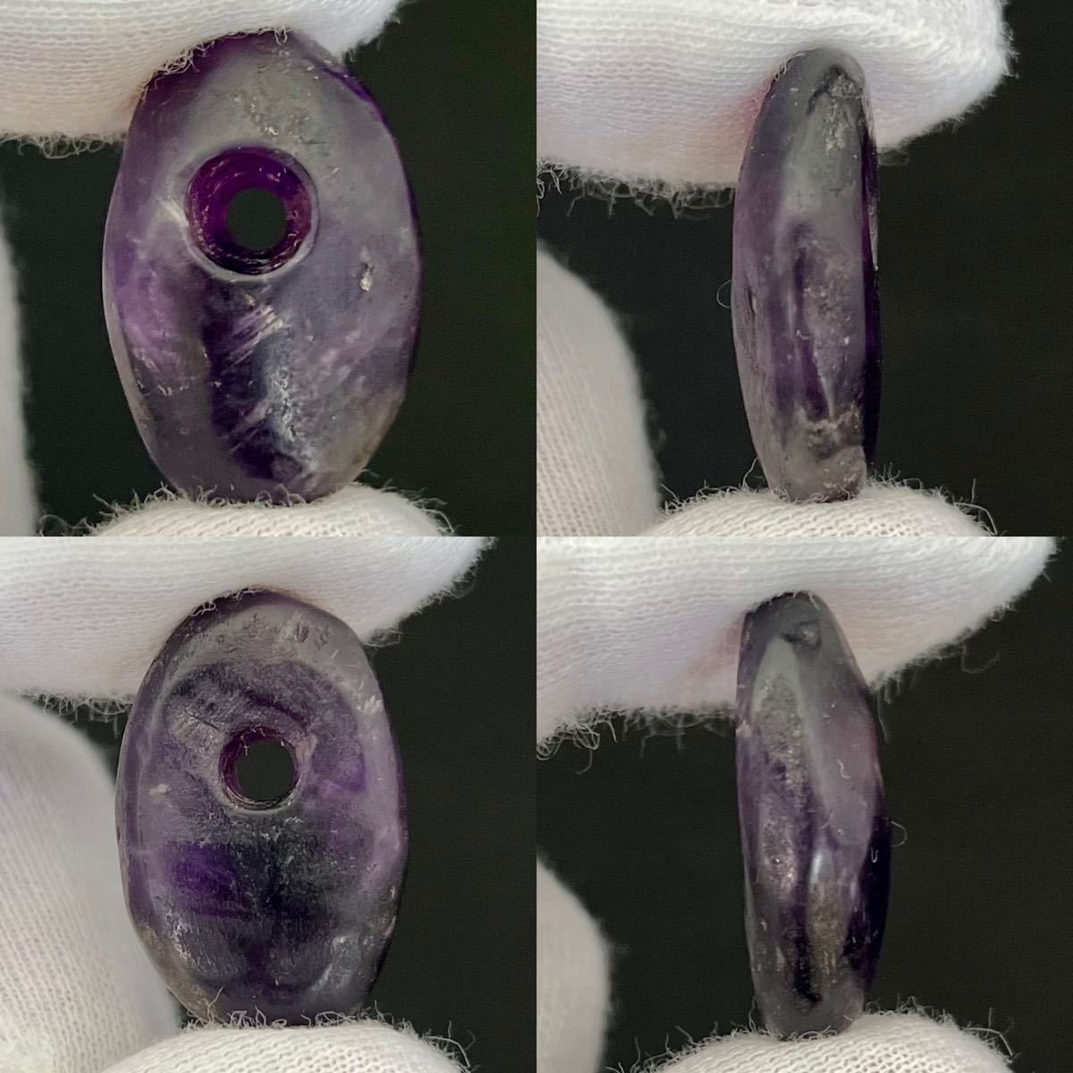 □縄文期 濃い紫水晶形状美しい垂飾玉2.5cm□伝青森県□勾玉装身具古墳