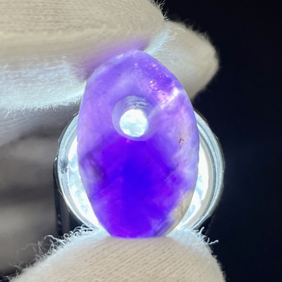 □縄文期 濃い紫水晶形状美しい垂飾玉2.5cm□伝青森県□勾玉装身具古墳