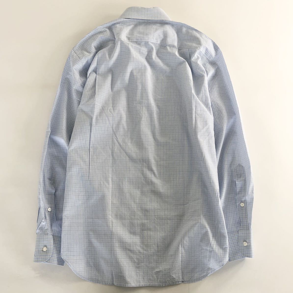 Ed17《美品》大きいサイズ Loro Piana ロロピアーナ 長袖シャツ ボタンダウンシャツ 42 XLサイズ相当 チェック ライトブルー メンズ 紳士服 Loro Piana ロロピアーナ 中古 USED レザートートバッグ