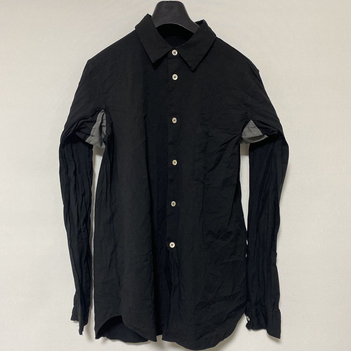  AD 2004 アーカイブ コレクション コムデギャルソンオムプリュス ポリ 縮絨 シャツ S COMME des GARCONS homme black shirt(Sサイズ以下)｜売買されたオークション情報、yahooの商品情報をアーカイブ公開 - 男性用