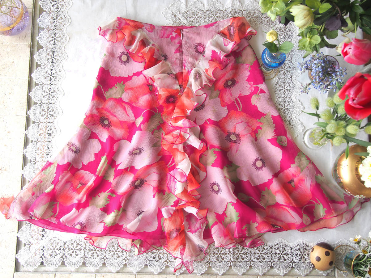 イタリア製*ANNA MOLINARI*84240円 華やかピンクのお花プリント*前後