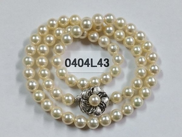0404L43 本真珠 高島屋真珠 ネックレス 保証書付 刻印 玉直径約6.5mm