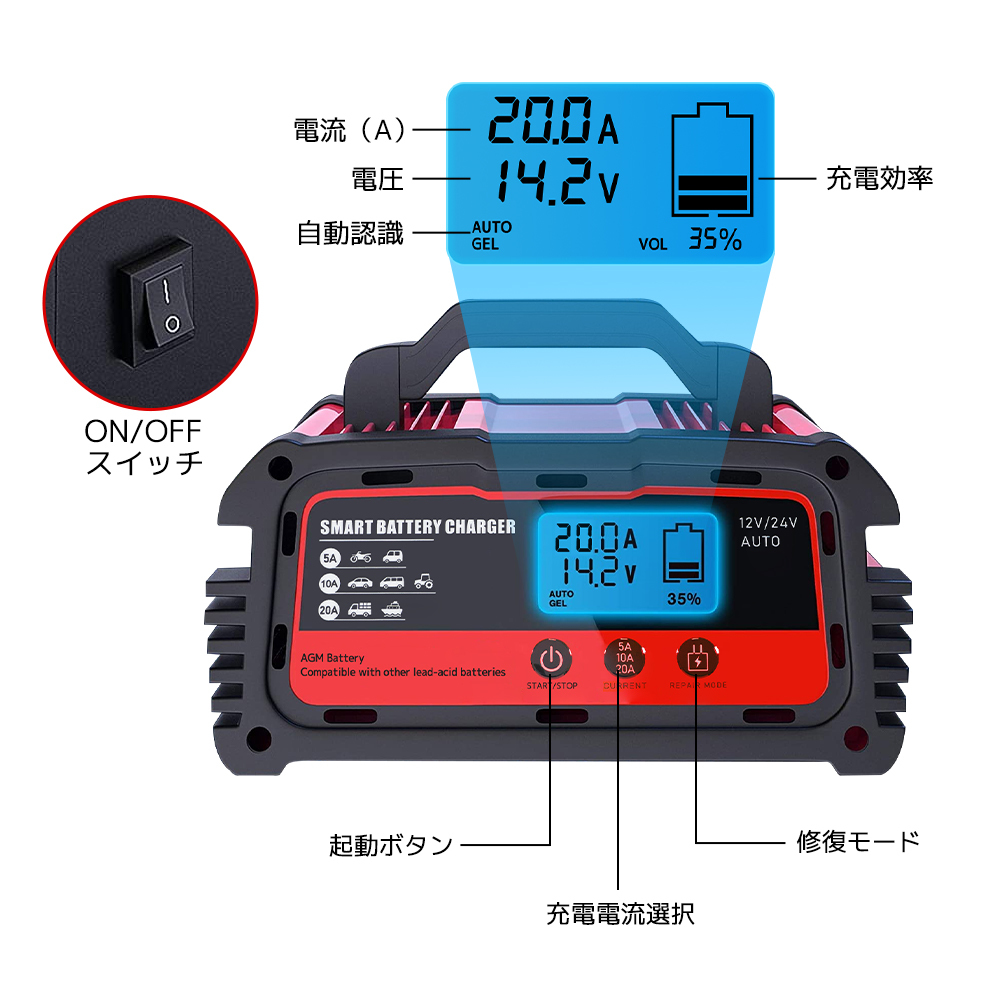 パルス バッテリー充電器 a 12v 24v対応 維持充電方式 全自動 電池充電器 バッテリーチャージャー Agm Gel車充電可能 Lvyaun 充電器 売買されたオークション情報 Yahooの商品情報をアーカイブ公開 オークファン Aucfan Com