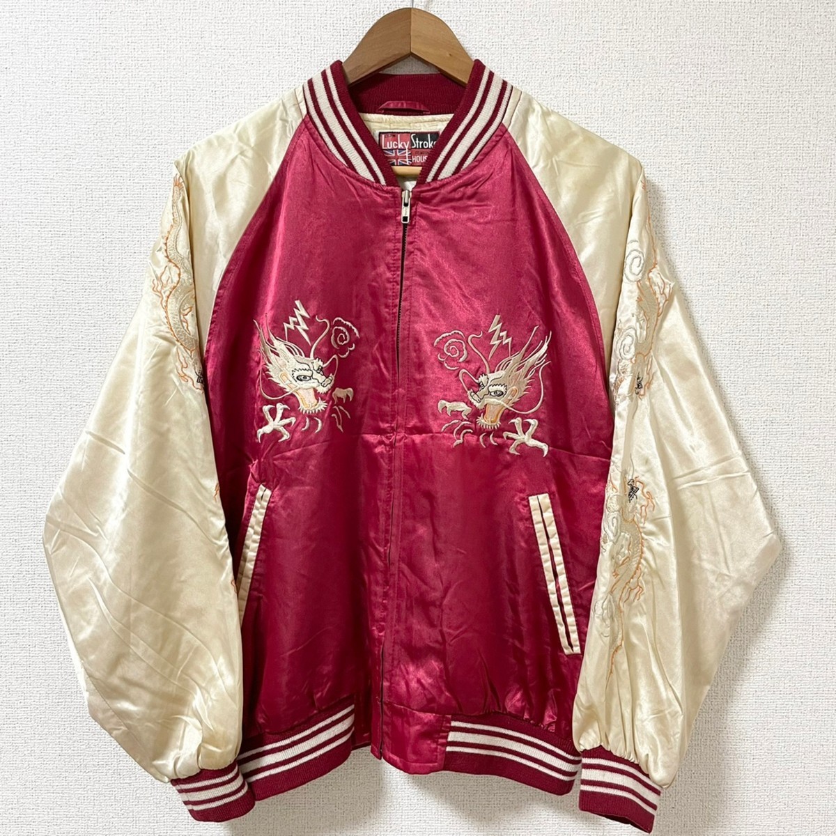 w^)b ヒューストン スカジャン レッド ゴールド HOUSTON Lucky Stroke