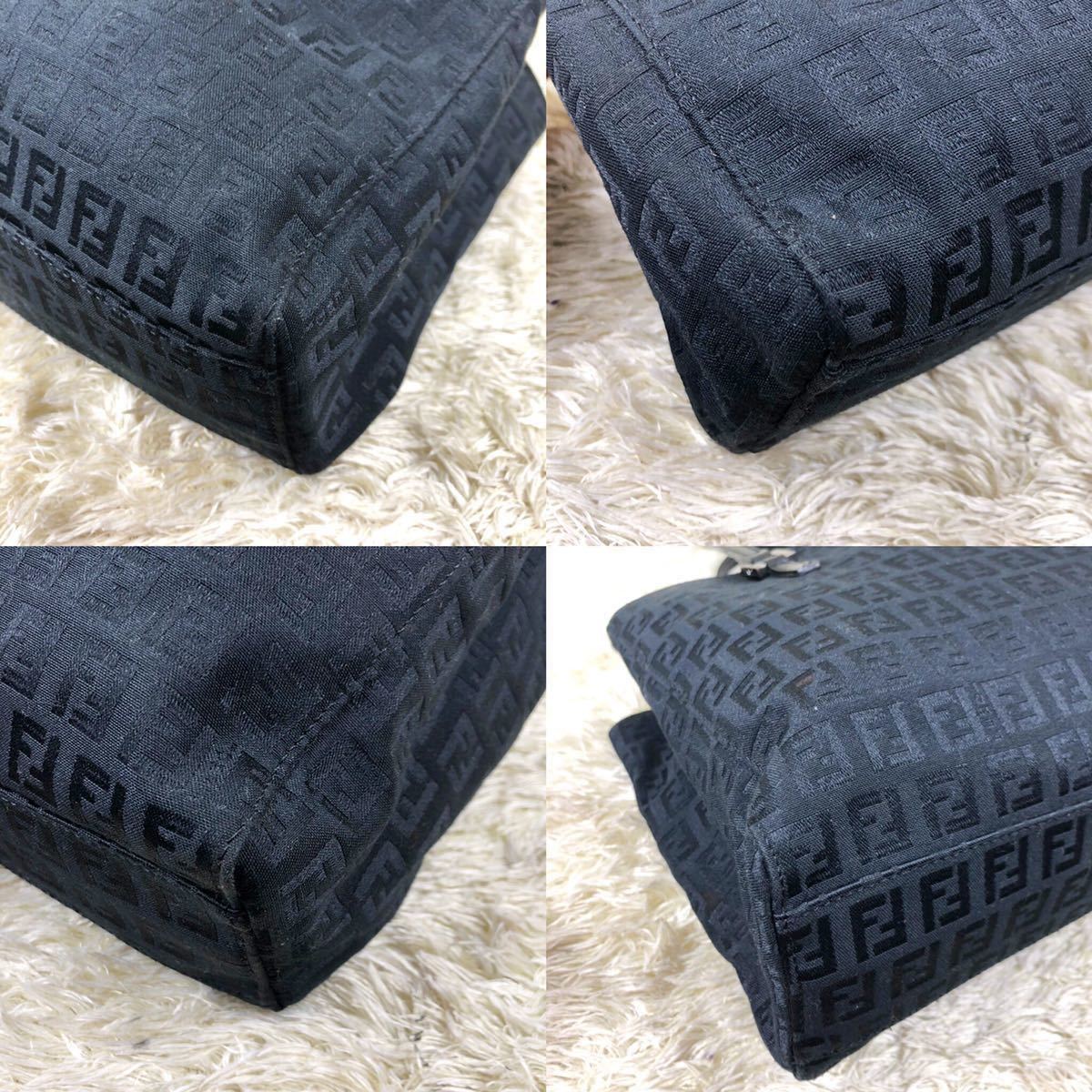 1円 【極美品】FENDI フェンディ ズッキーノ ズッカ トートバッグ ハンドバッグ ショルダー キャンバス FF レザー 金具 グッチ 黒 ブラック フェンディ FENDI ズッキーノ ワンショルダーバッグ マンマバケット FH1194