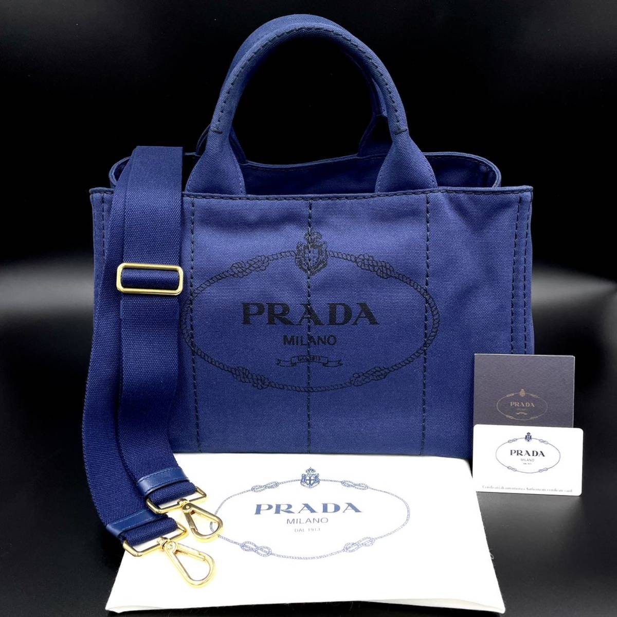 極美品PRADA プラダ カナパM 黒 2way ショルダーバッグ