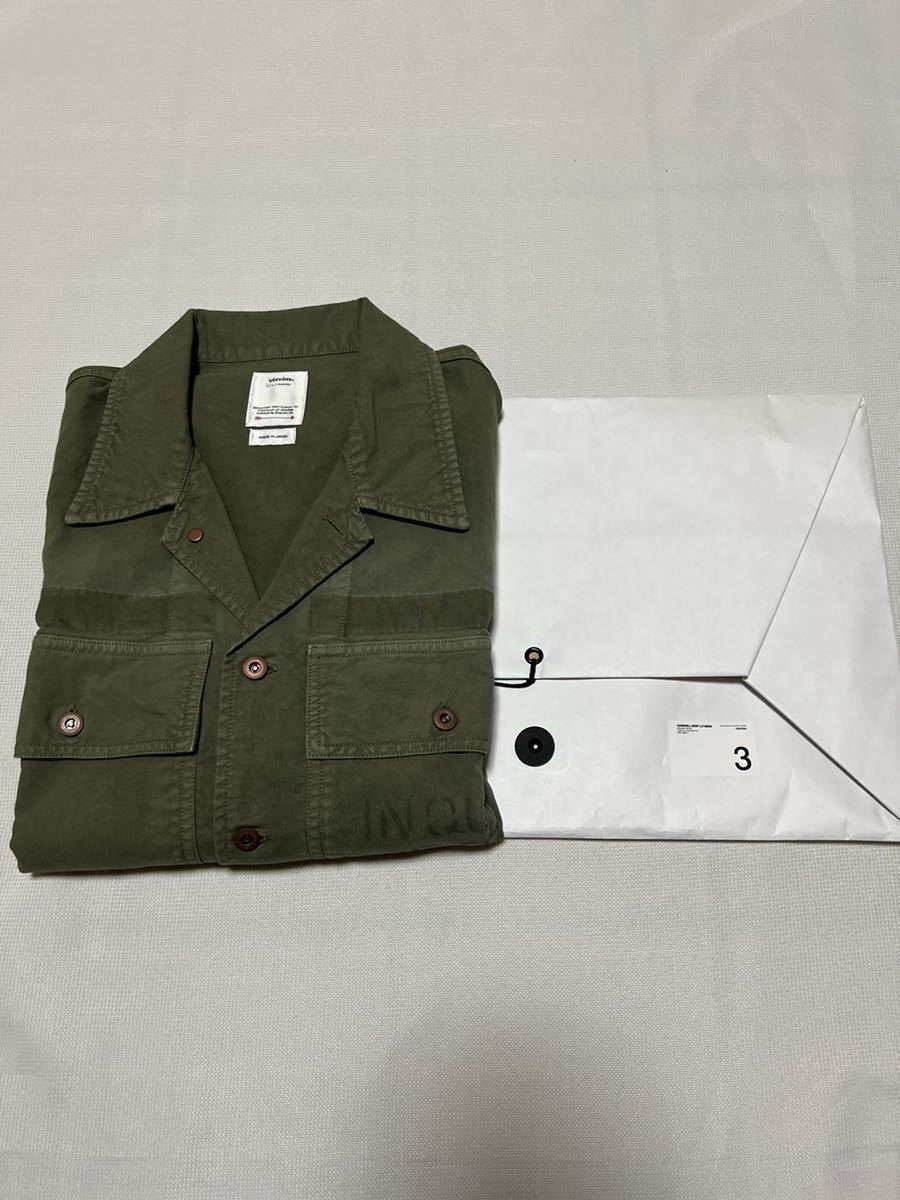 visvim 2022SS CARDWELL SHIRT L/S DMGD OLIVE size3 送料無料 新品未