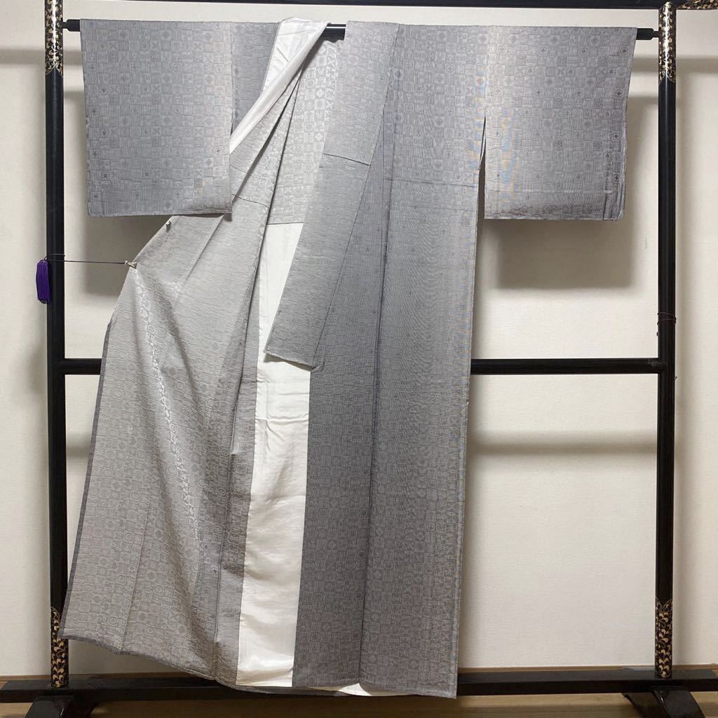 着物月花 保科勝信 幸江紋 ぼかし染 単衣 市松文様の江戸小紋 正絹 未  