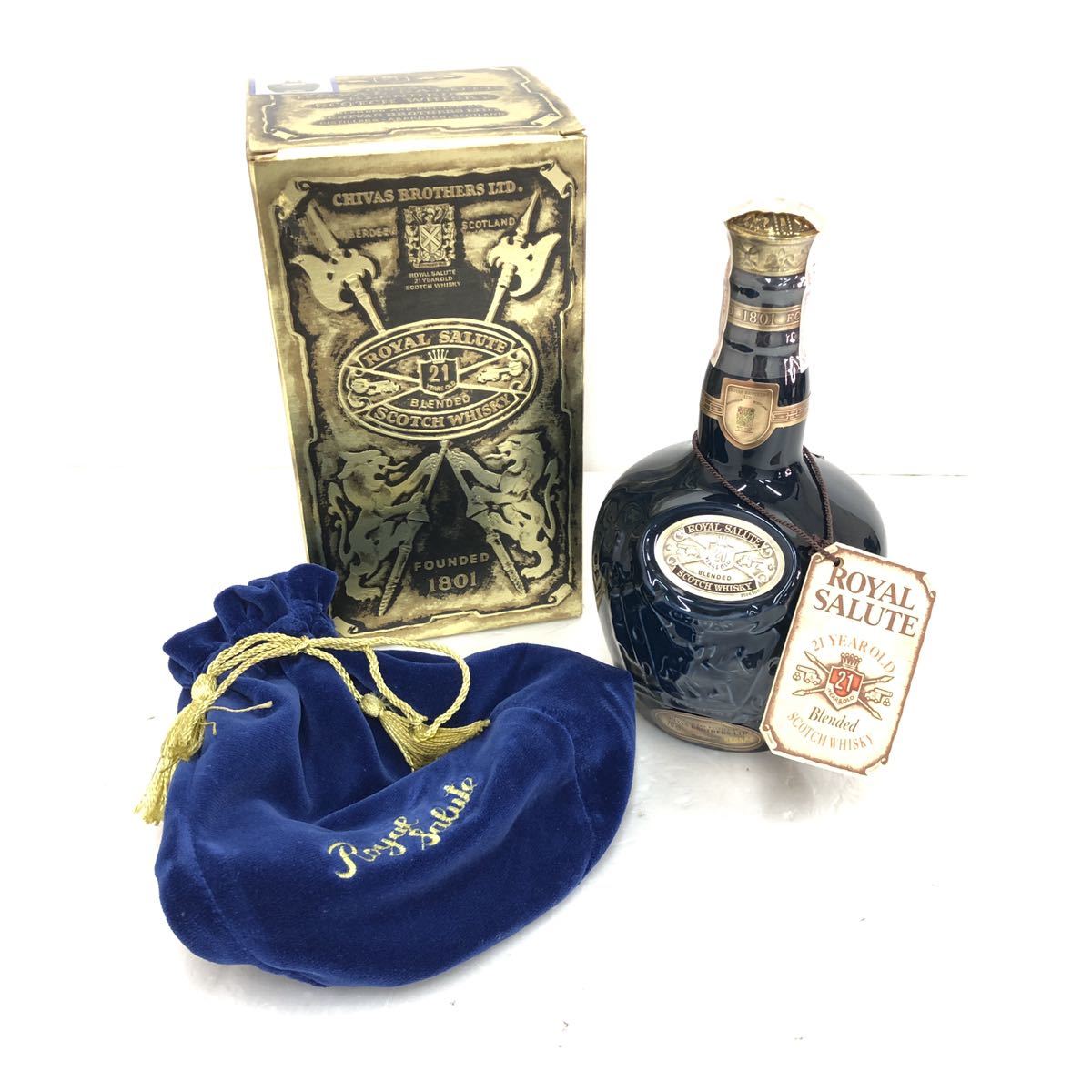 □ROYAL SALUTE 21年 ロイヤルサルート 21年 ウイスキー 陶器ボトル 青