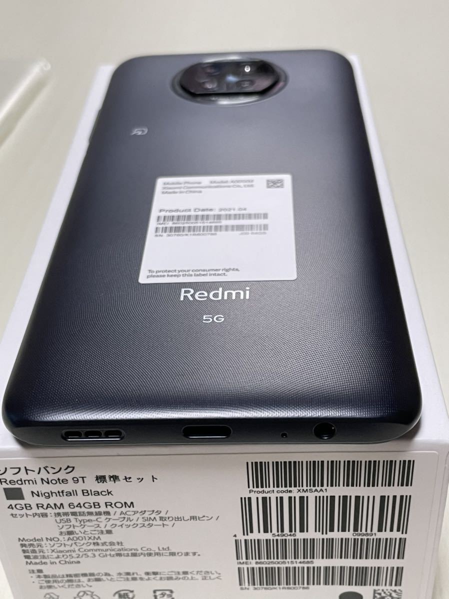 Softbank Xiaomi RedmiNote9T(64G) ブラック Xiaomi Redmi Note