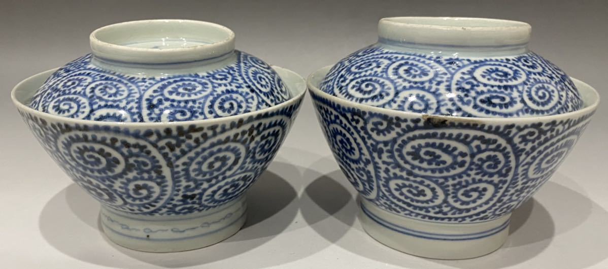古伊万里 染付 蓋茶碗 のぞみ 希 古美術 江戸中期古伊万里染付