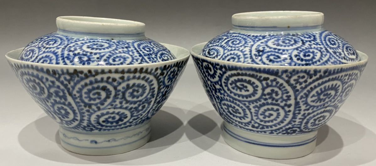 古伊万里 染付 蓋茶碗 のぞみ 希 古美術 江戸中期古伊万里染付