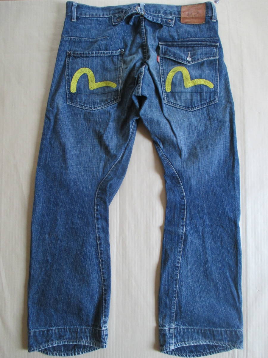 【希少】EVISU（エヴィス) Lot2005 ジーンズ デニム EVISU Lot 2005 立体裁断 ボタンフライ ストレート デニム ウエスト