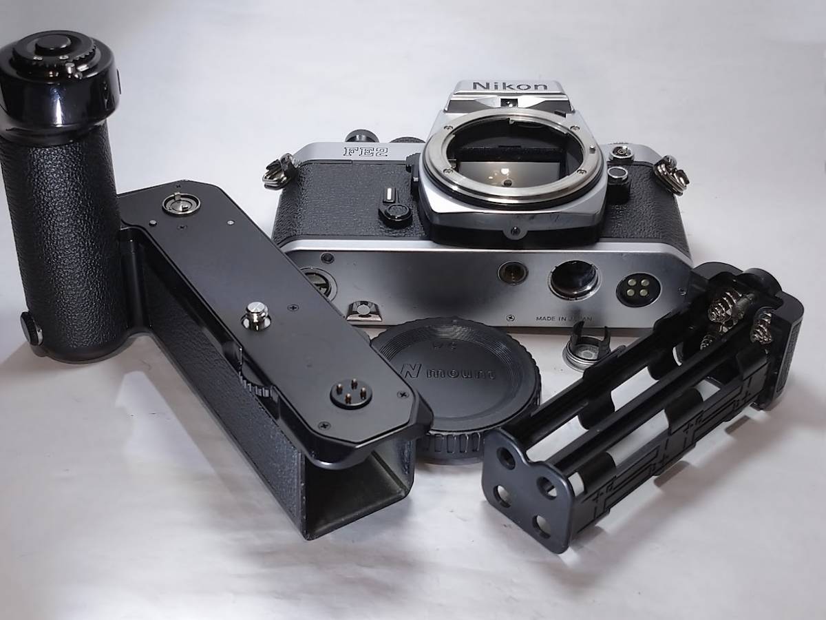 美品／動作絶好調】 ニコン Nikon FE2シルバー+モータードライブ MD-12