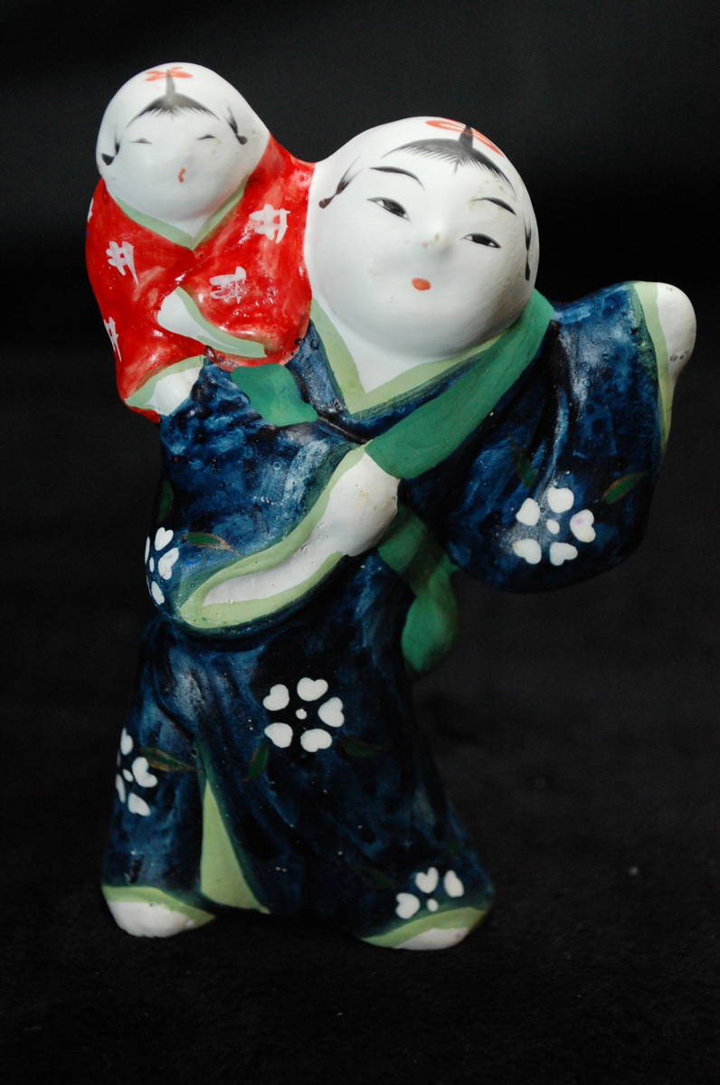 て474【4点セット】相良人形 七代目 さがらたかし 童子/親子/おんぶ 