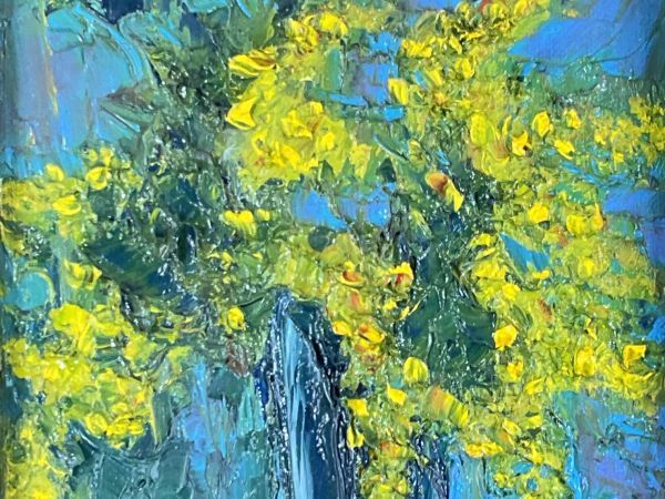 油彩□作者不詳□ミモザ□美しい逸品□額付絵画 a(静物画)｜売買された 