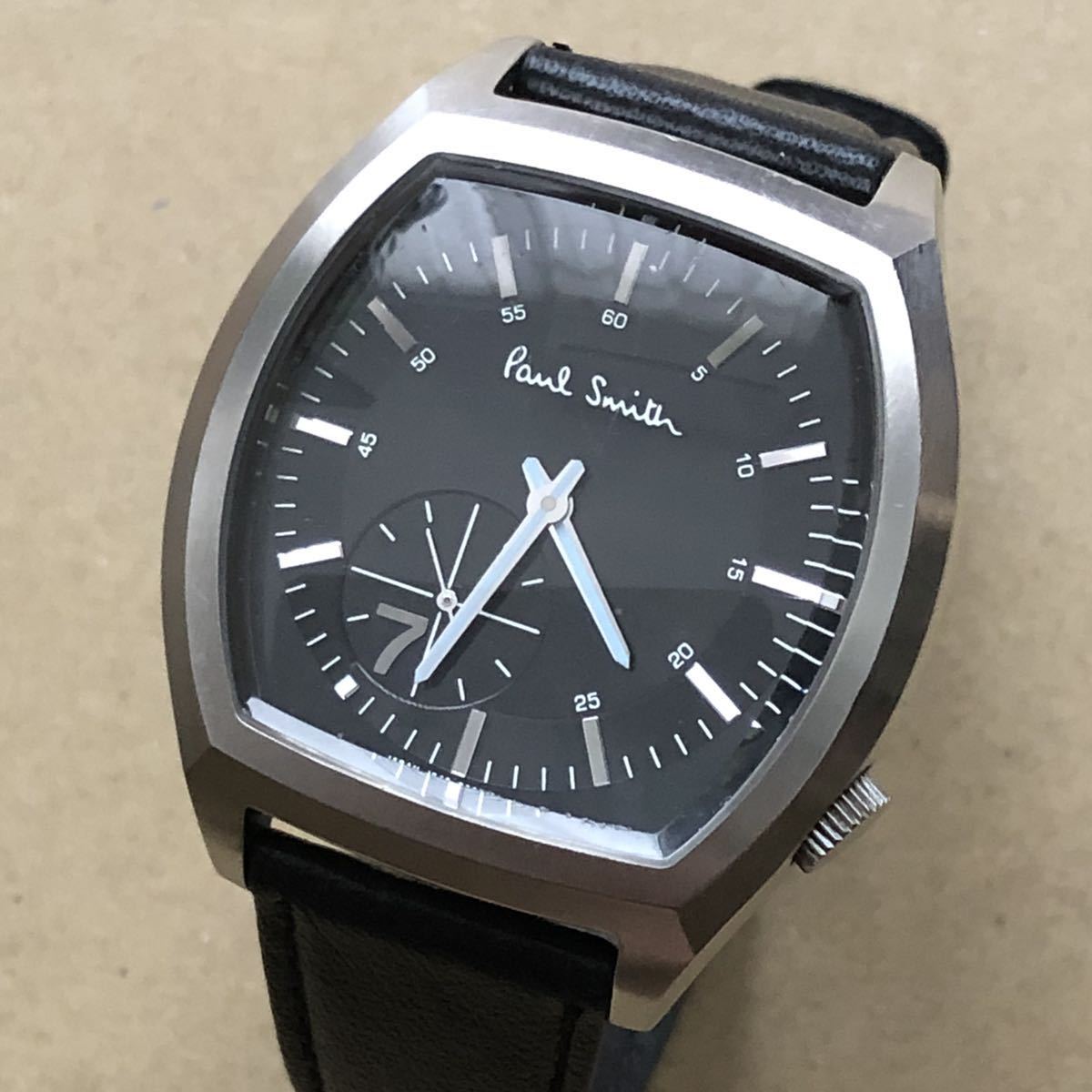 稼働品】Paul Smithポールスミス ナンバー7 メンズ腕時計 黒文字盤 