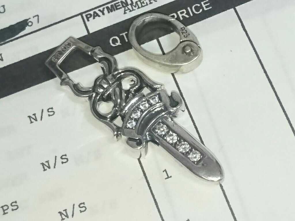 インボイス写し付属◇ クロムハーツ ダガーペンダント #10 ダイヤpave  