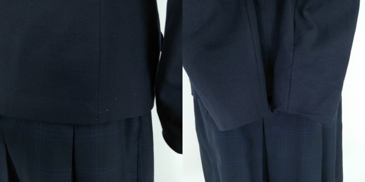 1円 イートン ベスト チェックスカート 紐タイ 等 上下5点セット 指定 165A 冬物 東海大学付属相模高校中等部 紺 中古 ランクC EY4858_3