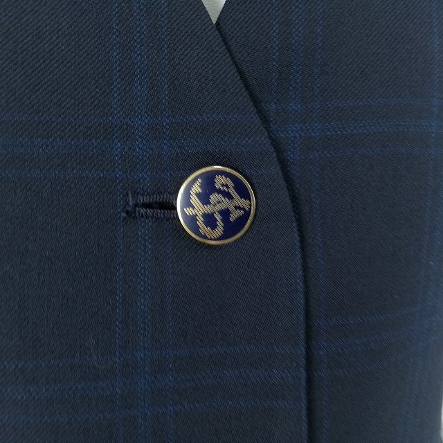 1円 イートン ベスト チェックスカート 紐タイ 等 上下5点セット 指定 165A 冬物 東海大学付属相模高校中等部 紺 中古 ランクC EY4858_7