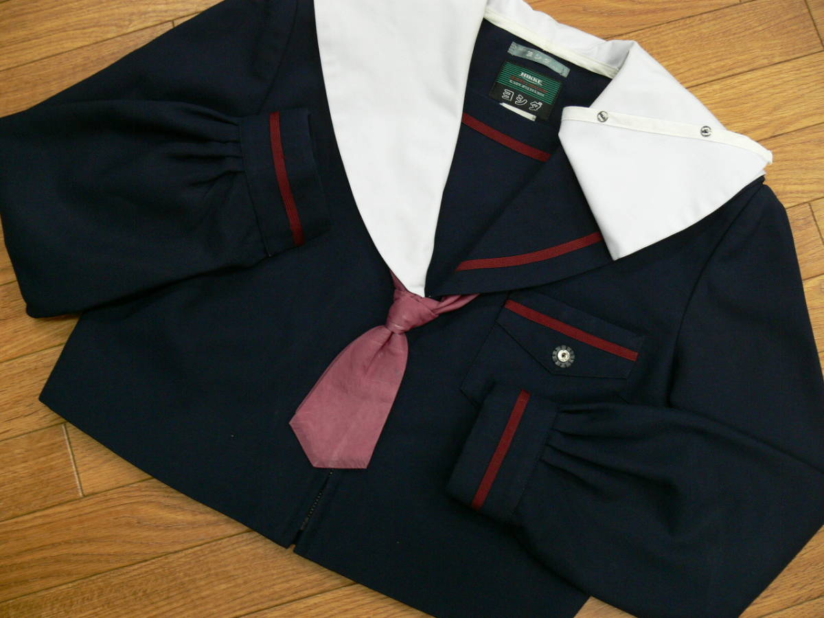 コスプレ衣装 #1263 白襟カバーの冬セーラーと赤1本ラインの夏セーラー