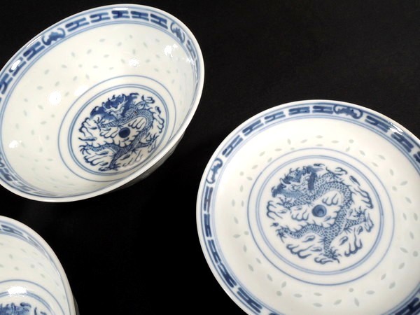 中国景徳鎮 煎茶碗 5客 China Vintage 景徳鎮 中国 茶器 青花