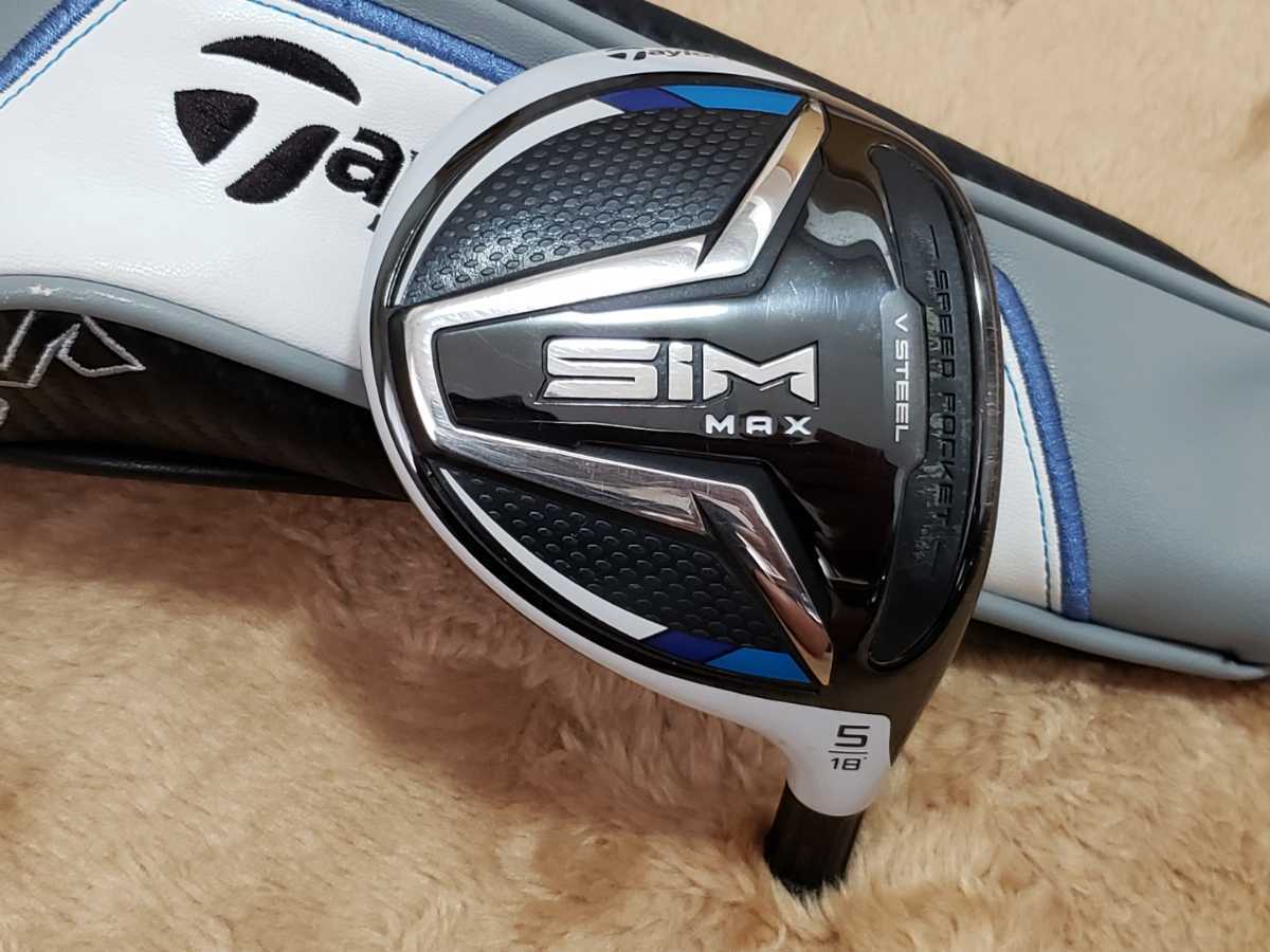 ◇テーラーメイド SIM MAX 5W 18度 ヘッド 中古品 純正ヘッドカバー付