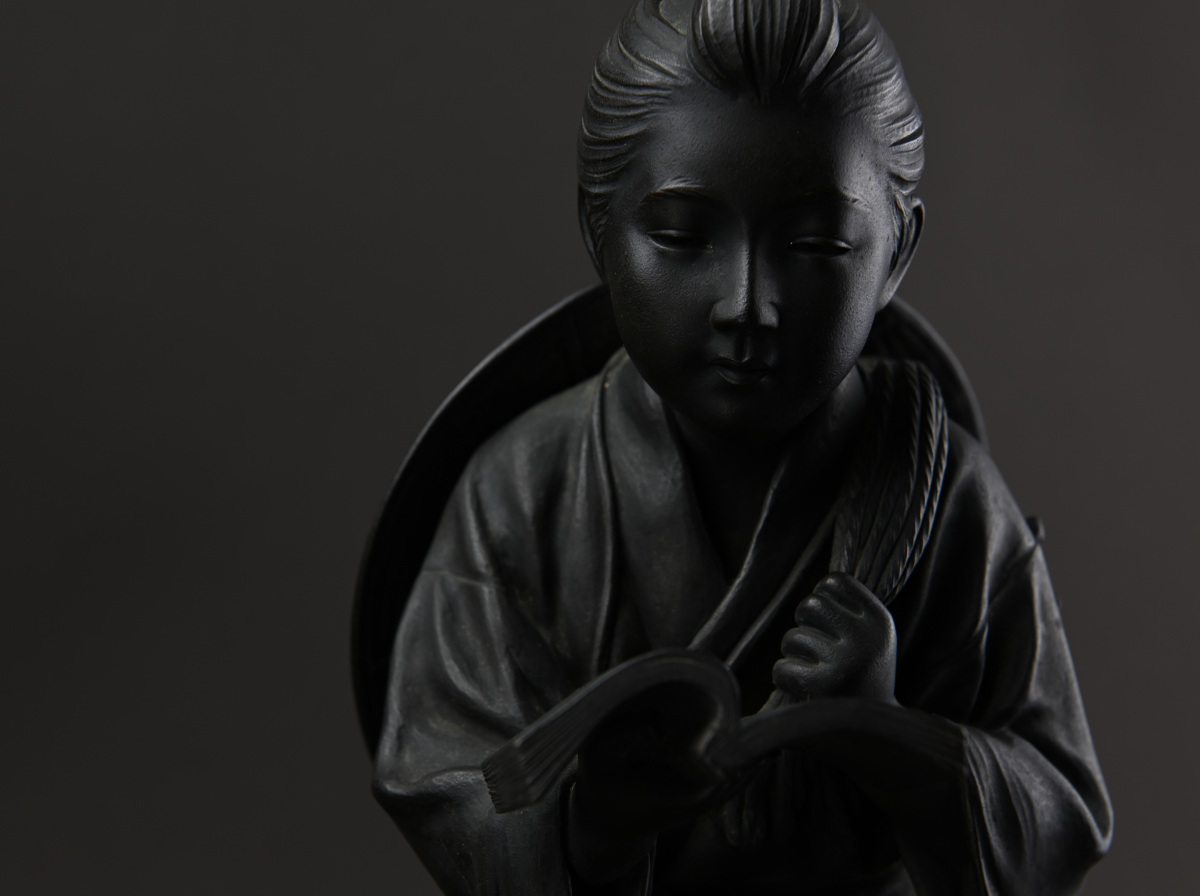 岡崎雪聲作」 明治彫金鋳造師 「二宮金次郎像/二宮尊徳像」 ブロンズ