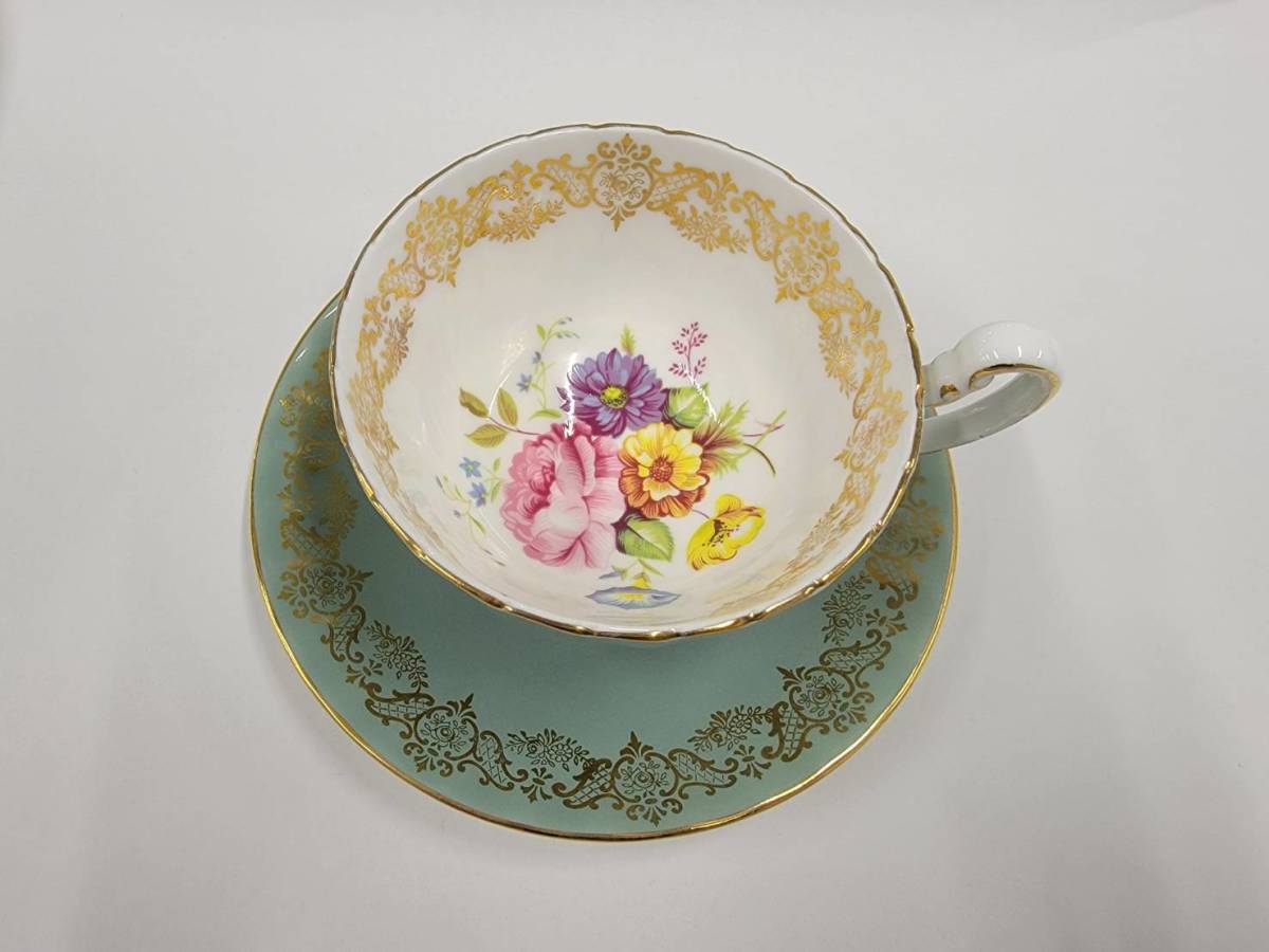 ☆エインズレイ Aynsley カップ&ソーサー ティーカップ グリーン 