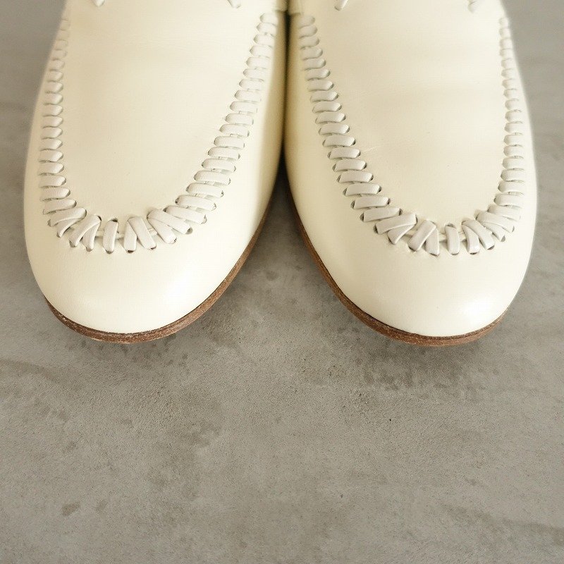 □【美品】トッズ TOD'S *レザー刺繍スリッポン 38/24*白オフホワイト