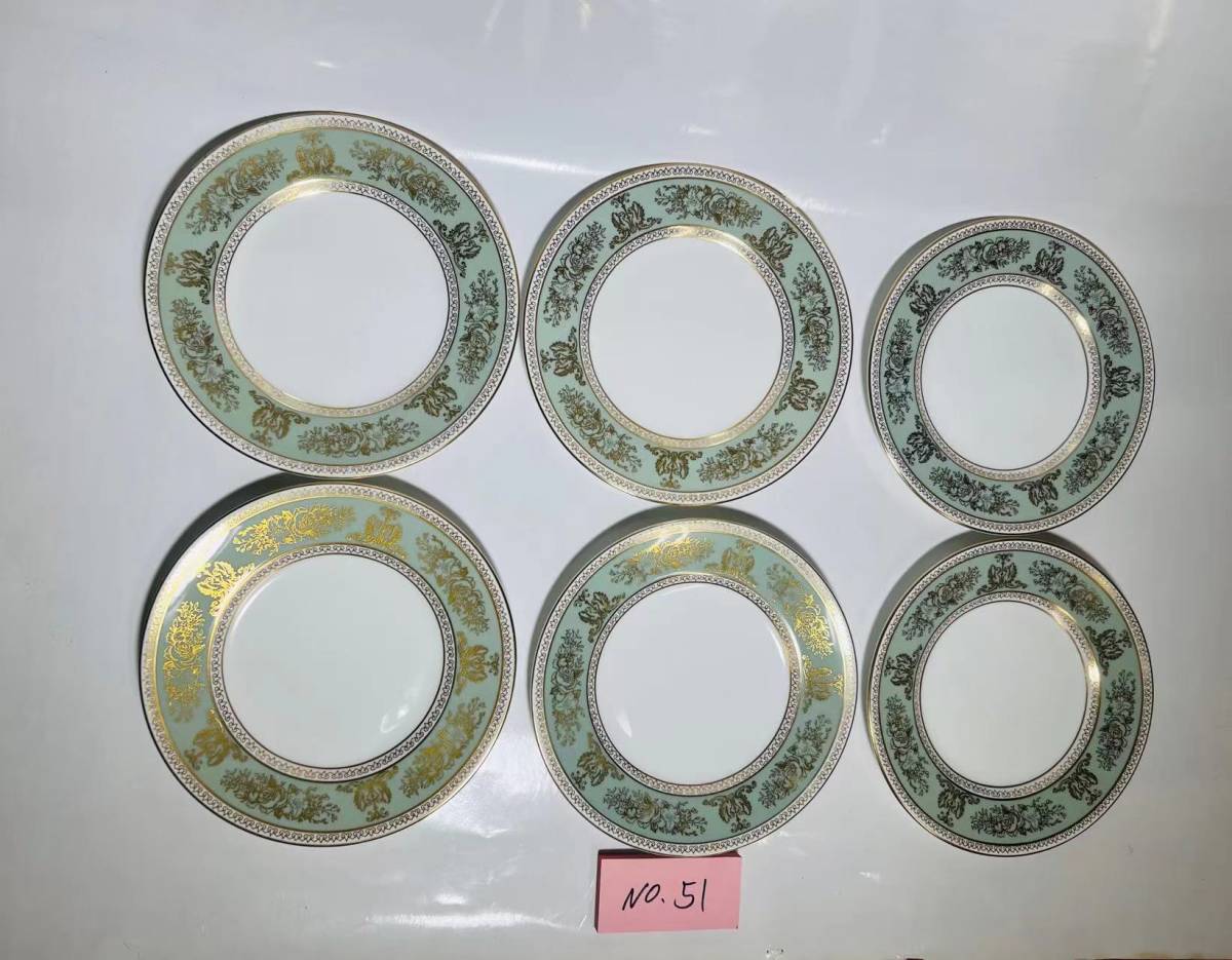 WEDG WOOD コロンビア セージグリーン R4409／皿／6枚セット 【NO.51
