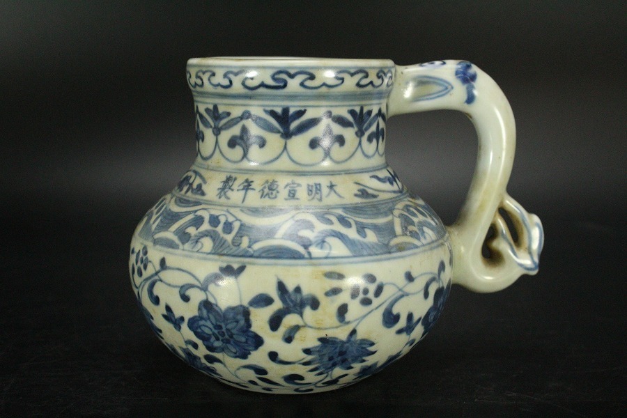 中国美術 青花 纏枝蓮花紋 小壷 鼻煙壷 6cm 送料無料