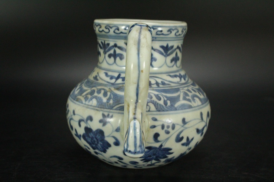 中国美術 青花 纏枝蓮花紋 小壷 鼻煙壷 6cm 送料無料