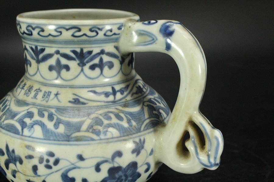 中国美術 青花 纏枝蓮花紋 小壷 鼻煙壷 6cm 送料無料