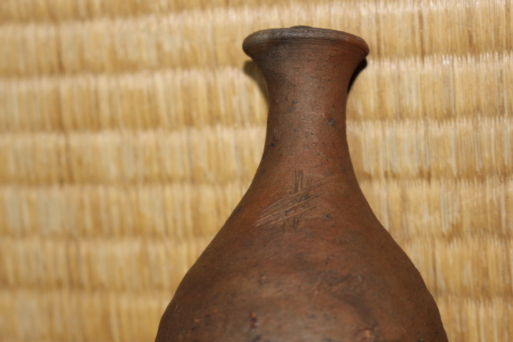 徳利 酒器 古備前 旧家引取り品⑫ 火襷 箆 高さ13.7