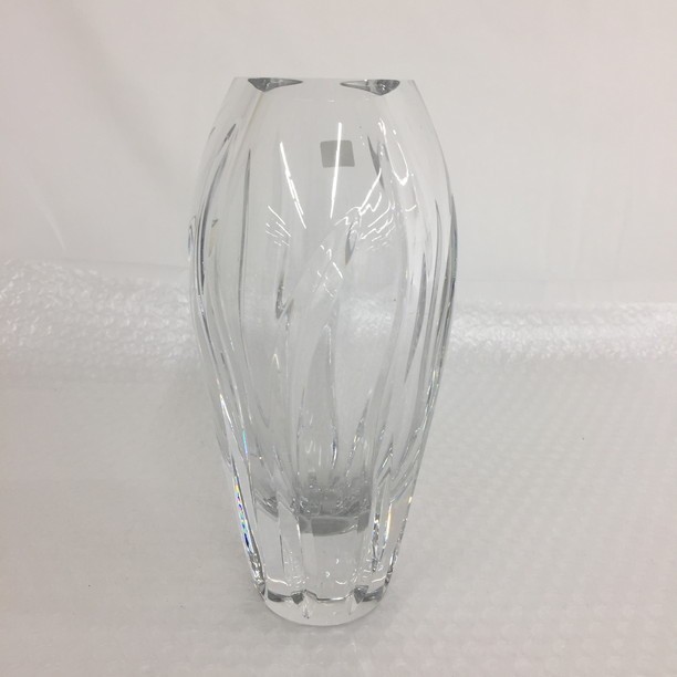 未使用】Baccarat クリスタル花瓶 モダンデザイン シール付 ボックス入