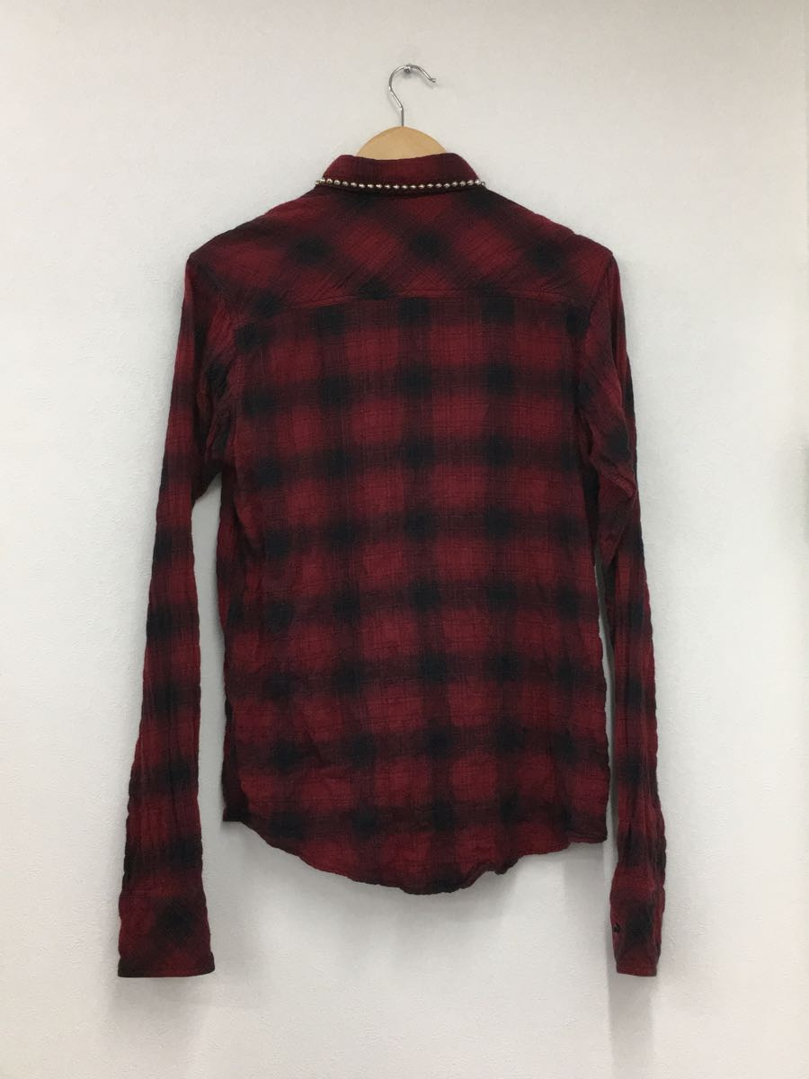 | シャツ AYIN ZAC∴VARGAS スタッズデザイン長袖シャツ&frasl;L&frasl;コットン&frasl;レッド&frasl;チェック 長袖 メンズ Cap スカリー バック刺繍 トップス カジュアル チェック スタースタッズ Girl GIRL（レッドキャプガール）