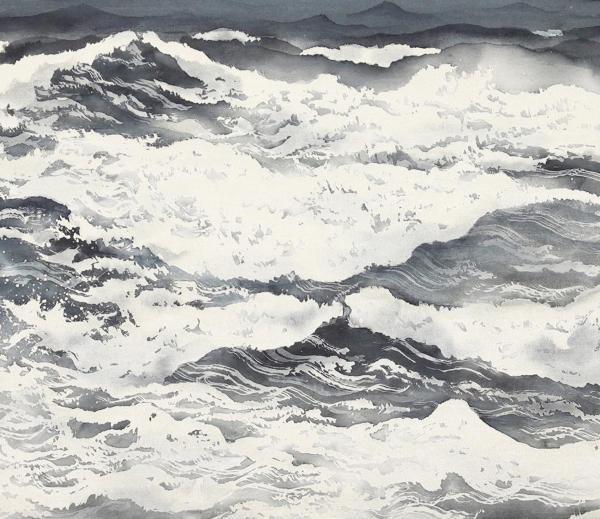 平川敏夫、河畔雪映、希少な大判額装用画集より、美品、日本人